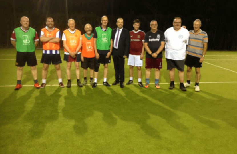 Chris Heaton-Harris with the walking football team