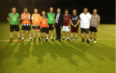 Chris Heaton-Harris with the walking football team